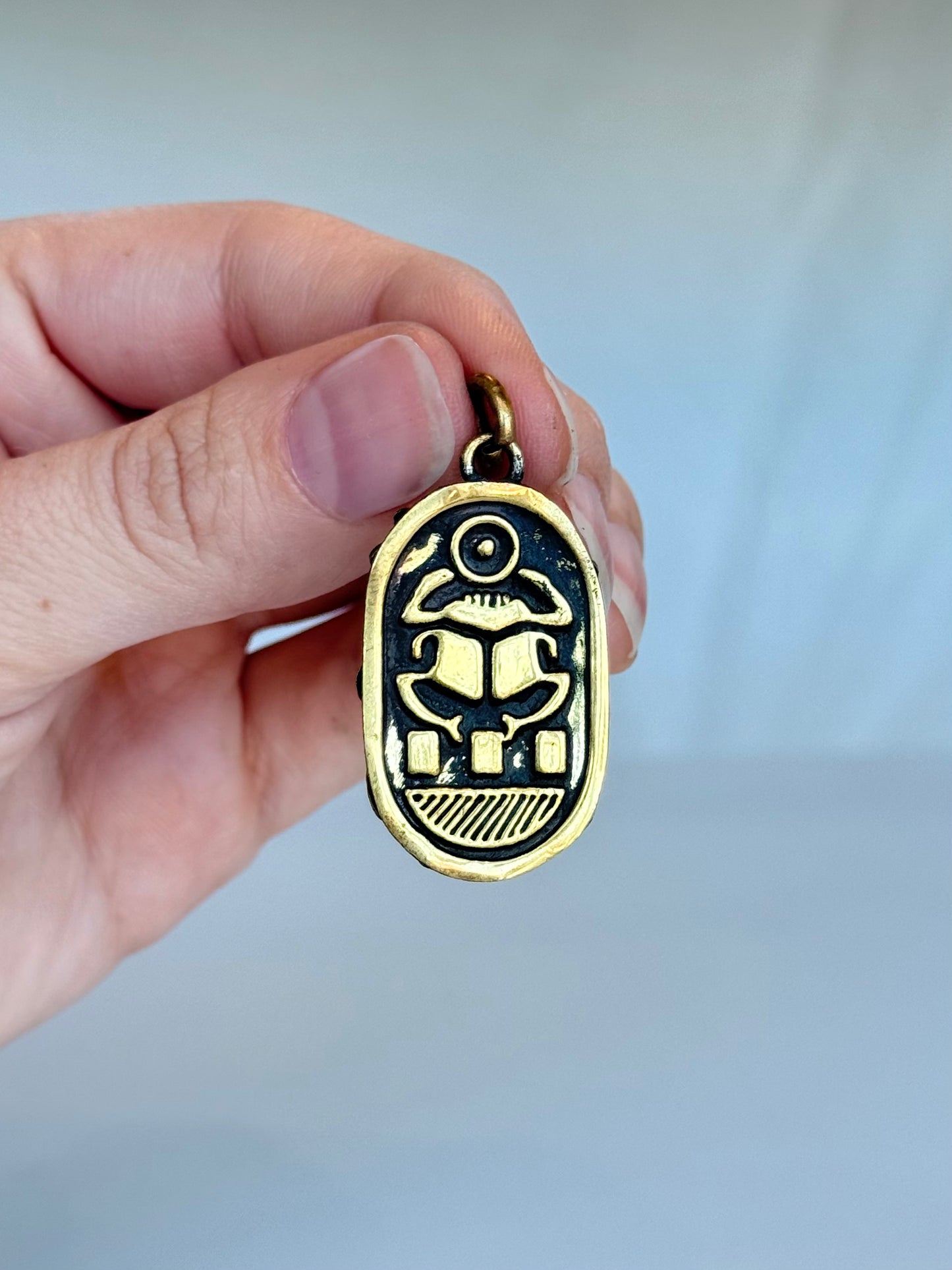 Scarab Pendant ( Brass ) Red