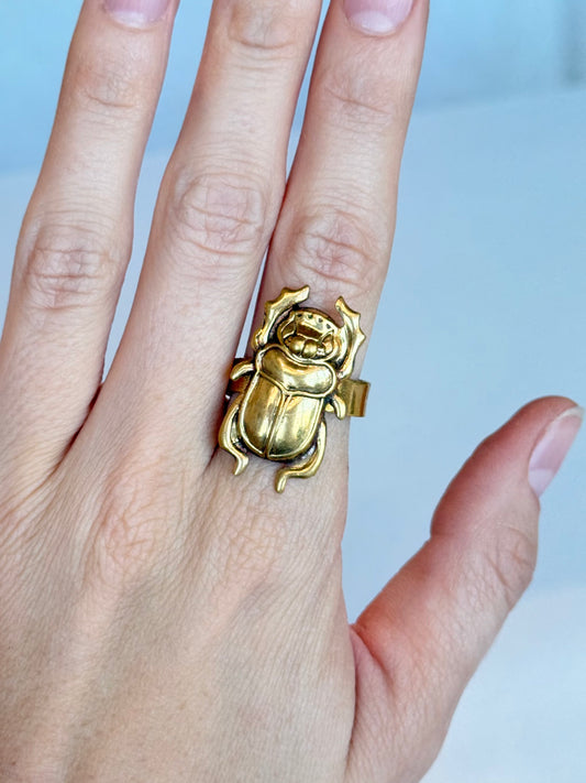 Scarab Ring ( Adjustable Size ) Brass