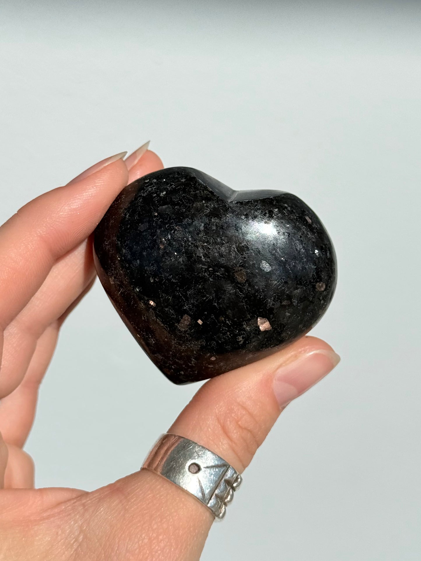 Indian Nuummite ( Black Arfvedsonite ) Heart