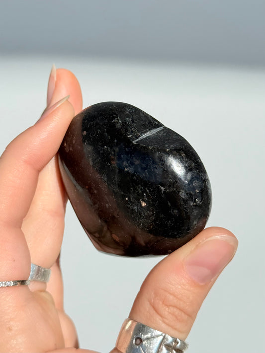 Indian Nuummite ( Black Arfvedsonite ) Heart