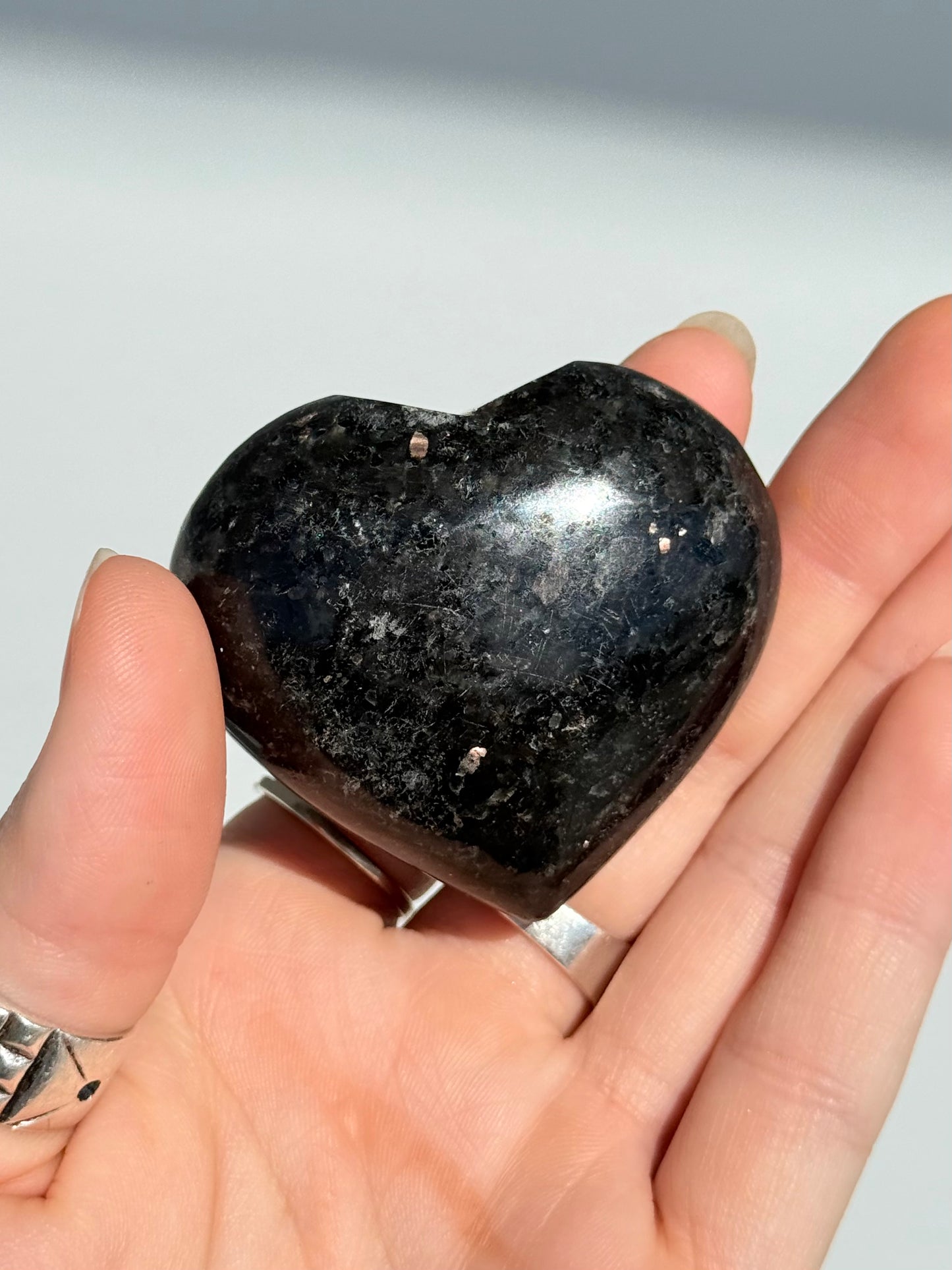 Indian Nuummite ( Black Arfvedsonite ) Heart