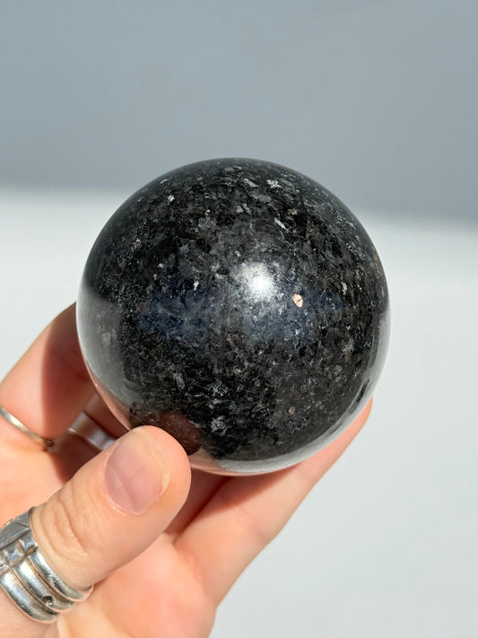 Indian Nuummite ( Black Arfvedsonite ) Sphere