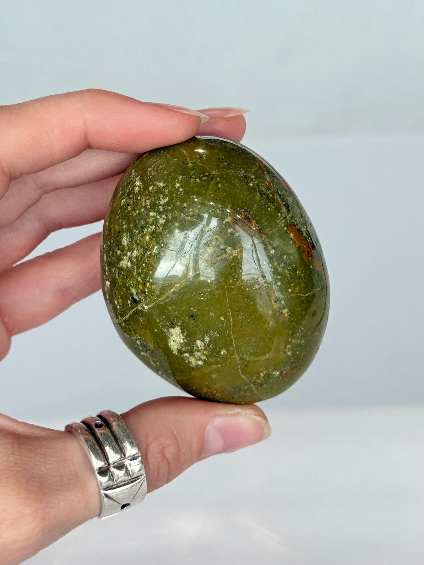 Green Opal In Matrix Freeform Palm Stone ( Madagascar )