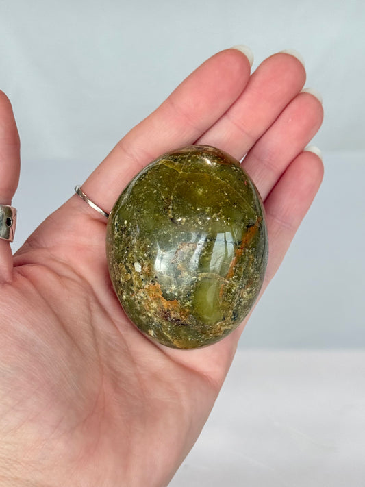 Green Opal In Matrix Freeform Palm Stone ( Madagascar )