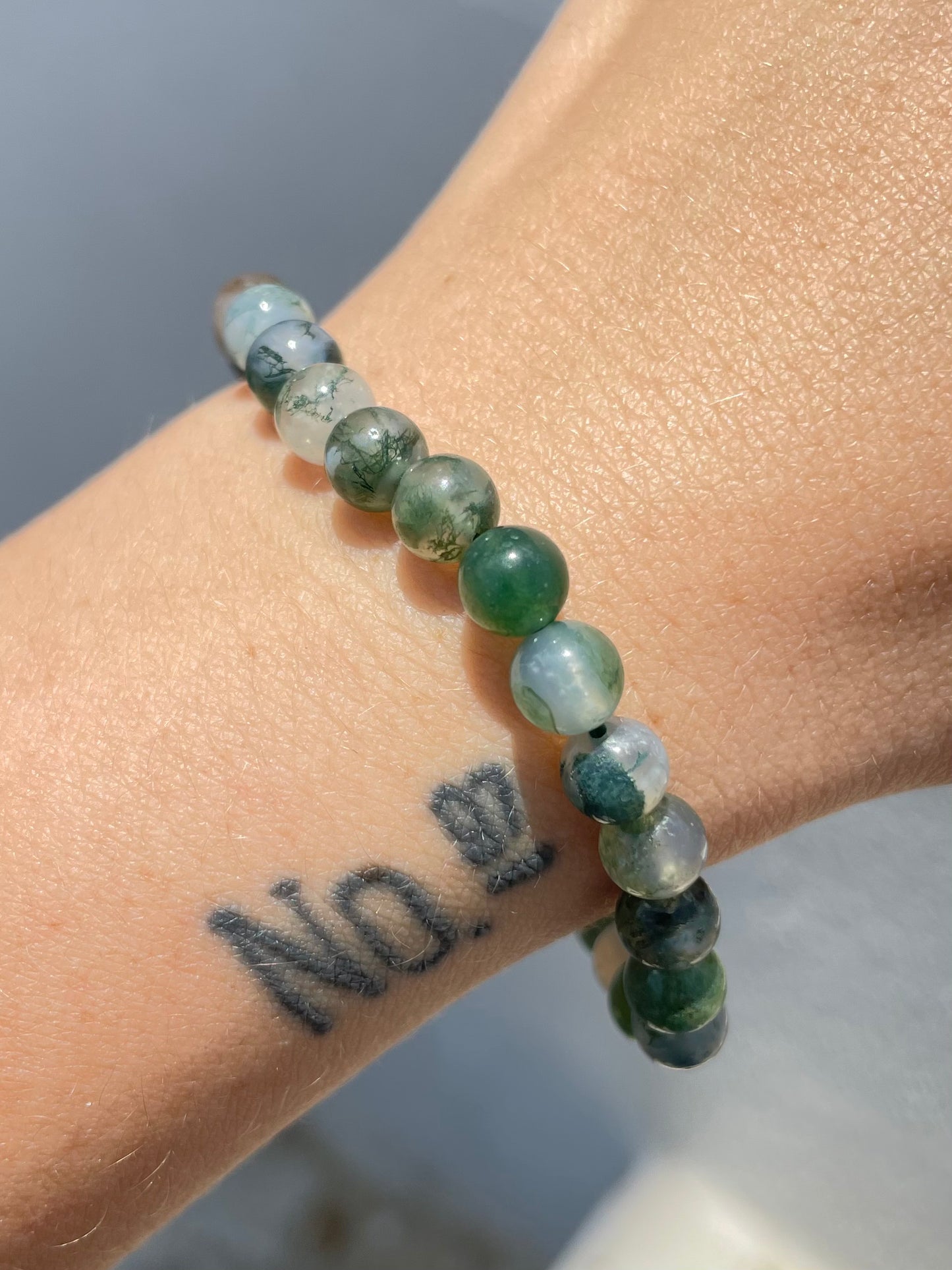 Moss Agate 6mm Bracelet