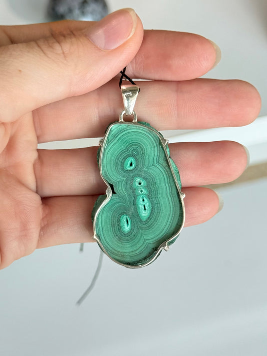 Sterling Silver Malachite Pendant | Pendant de Malaquita en Plata 925