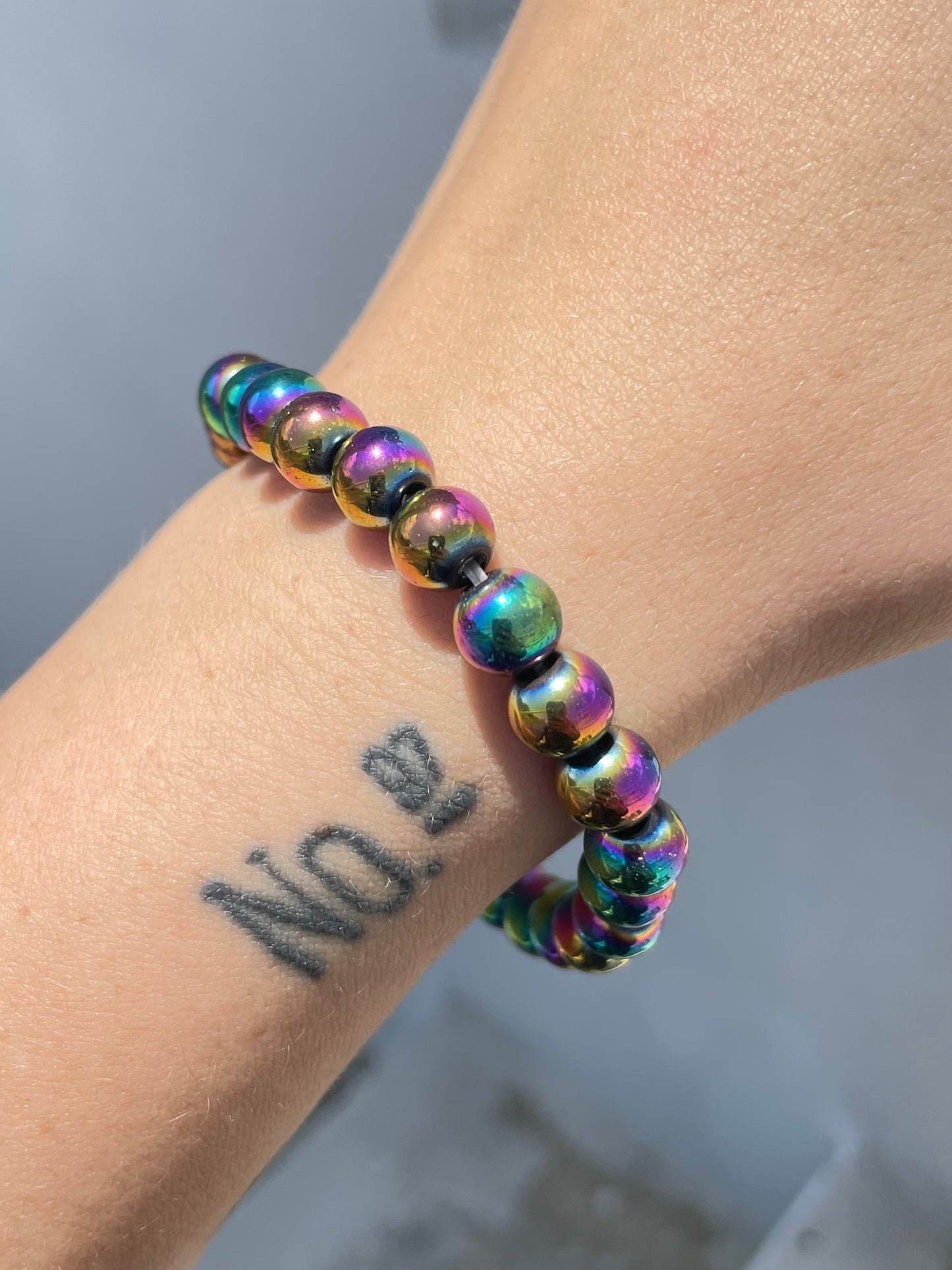 Hematite with Titanium Alloy 8mm Bracelet