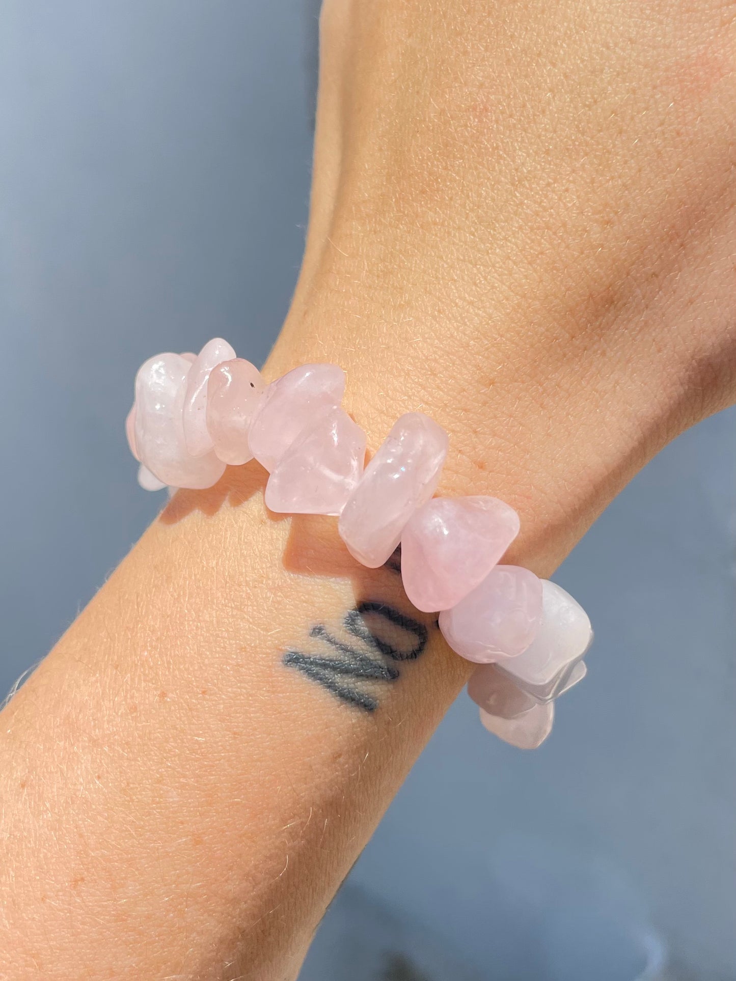 Rose Quartz Large Chip Bracelet