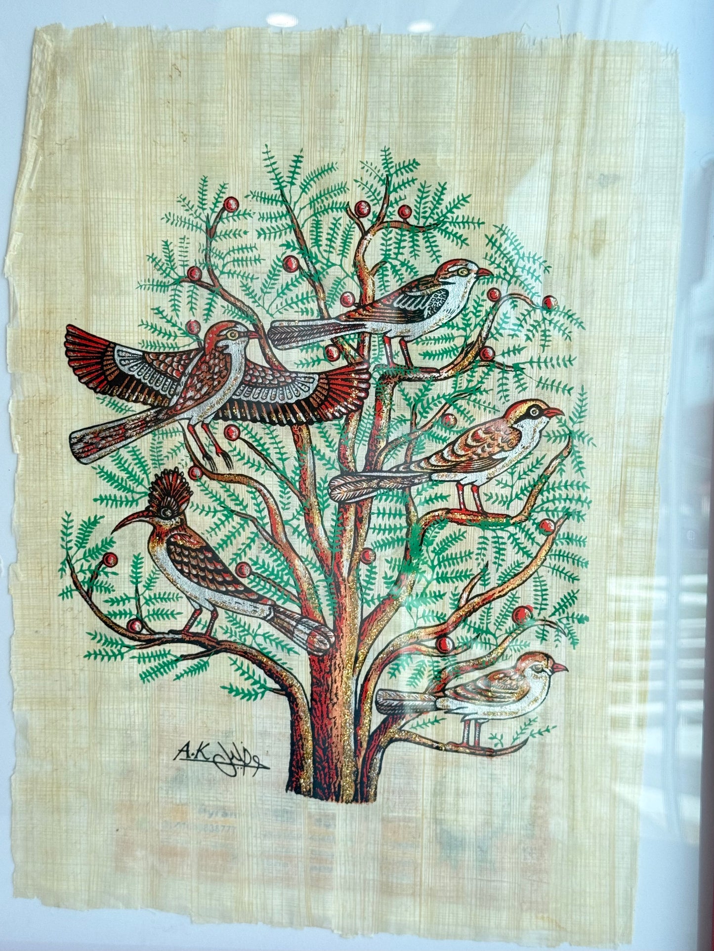Authentic Egyptian Tree of Life Papyrus (Framed) | Papiro Egipcio Auténtico del Árbol de la Vida (Enmarcado)