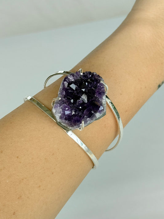 Brazilian Amethyst Druzy Cuff Bracelet