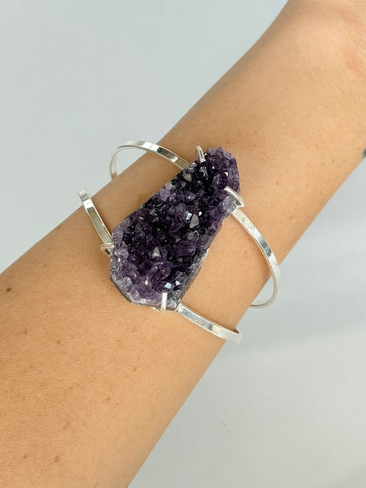 Brazilian Amethyst Druzy Cuff Bracelet