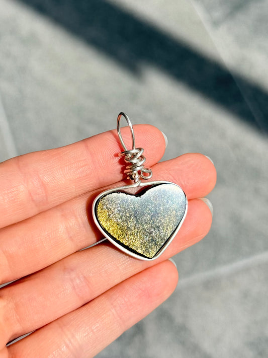 Sheen Obsidian Heart Pendant ( Silver 925 Wire )