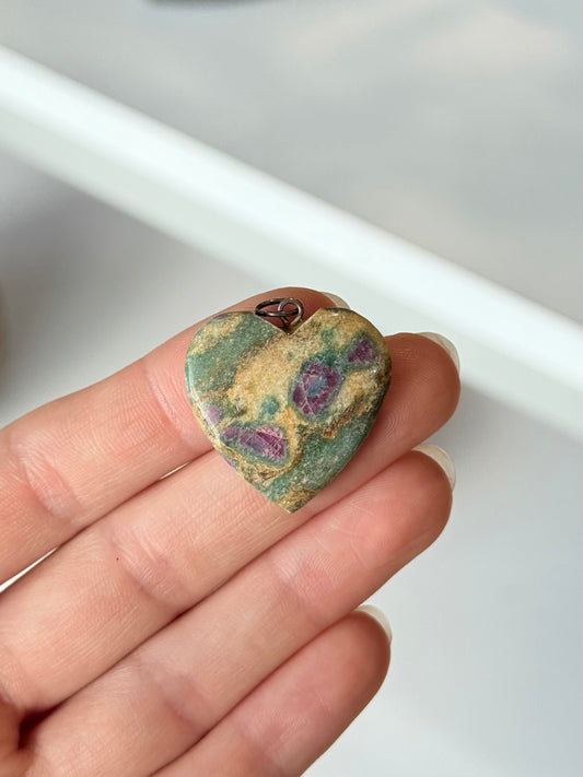 Ruby In Zoisite Heart Pendant