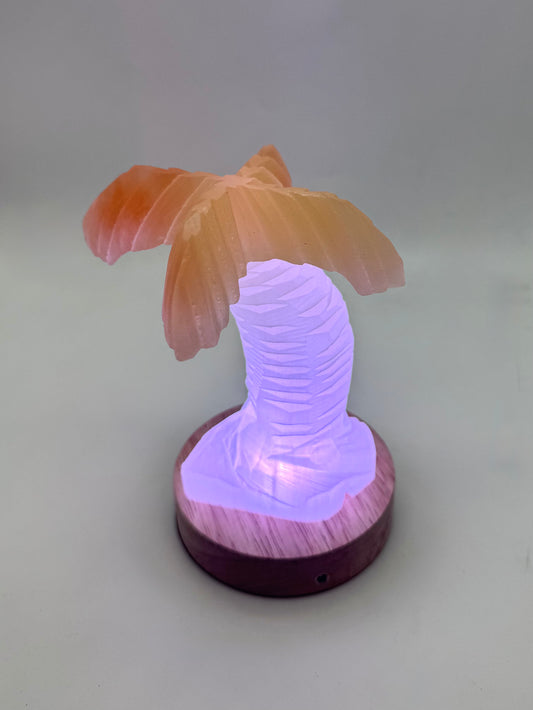 Orange and White Selenite  Palm Tree