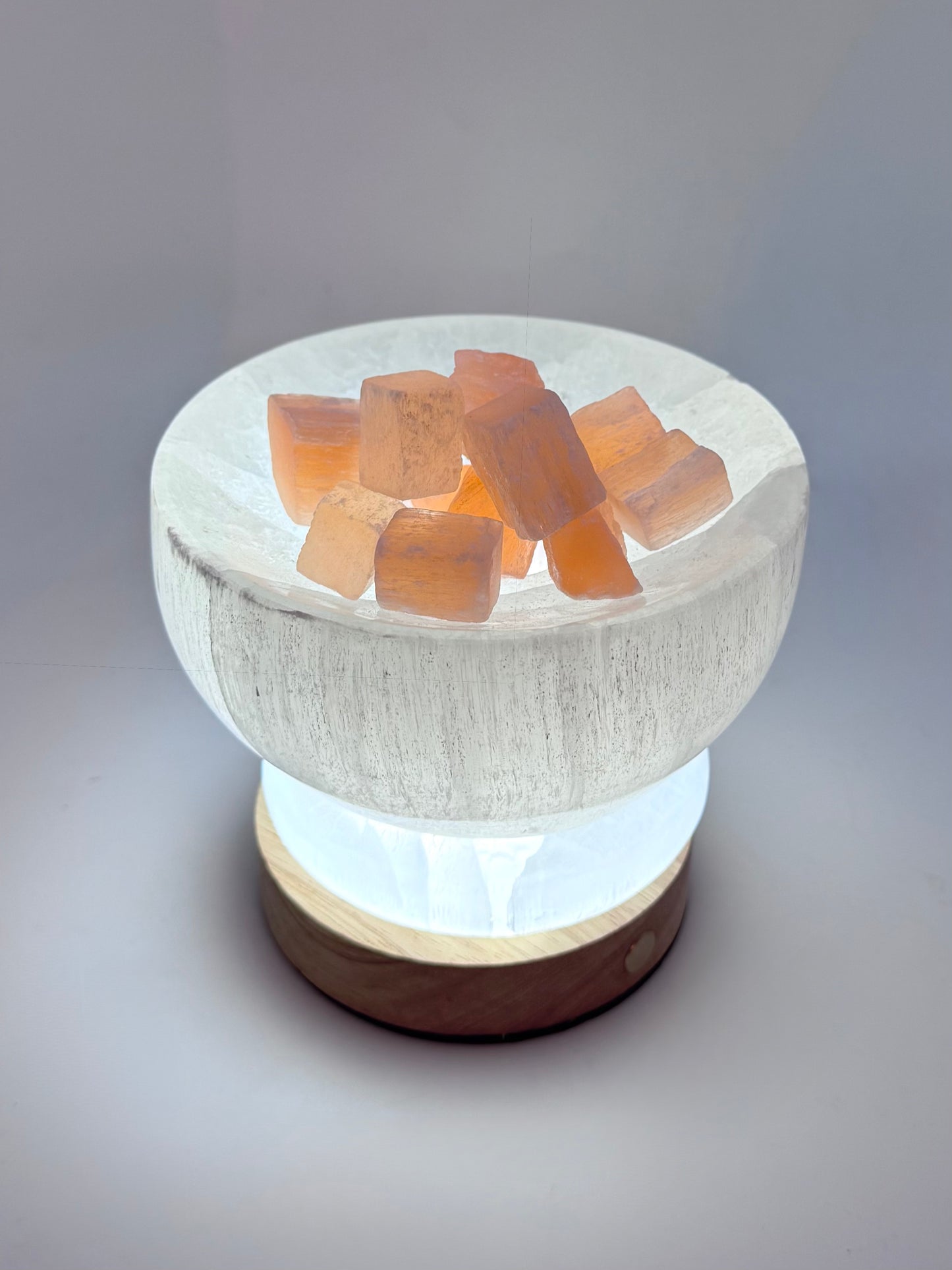 Selenite Bowl With Orange Selenite Cubes