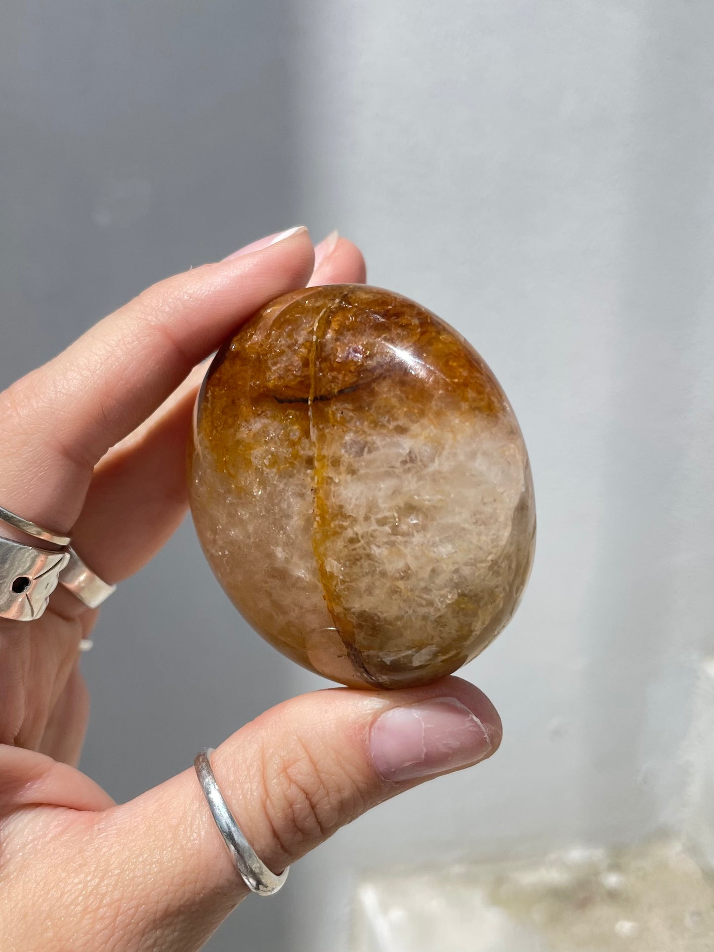 Golden Healer Quartz Palm Stones – Healing & Spiritual Growth