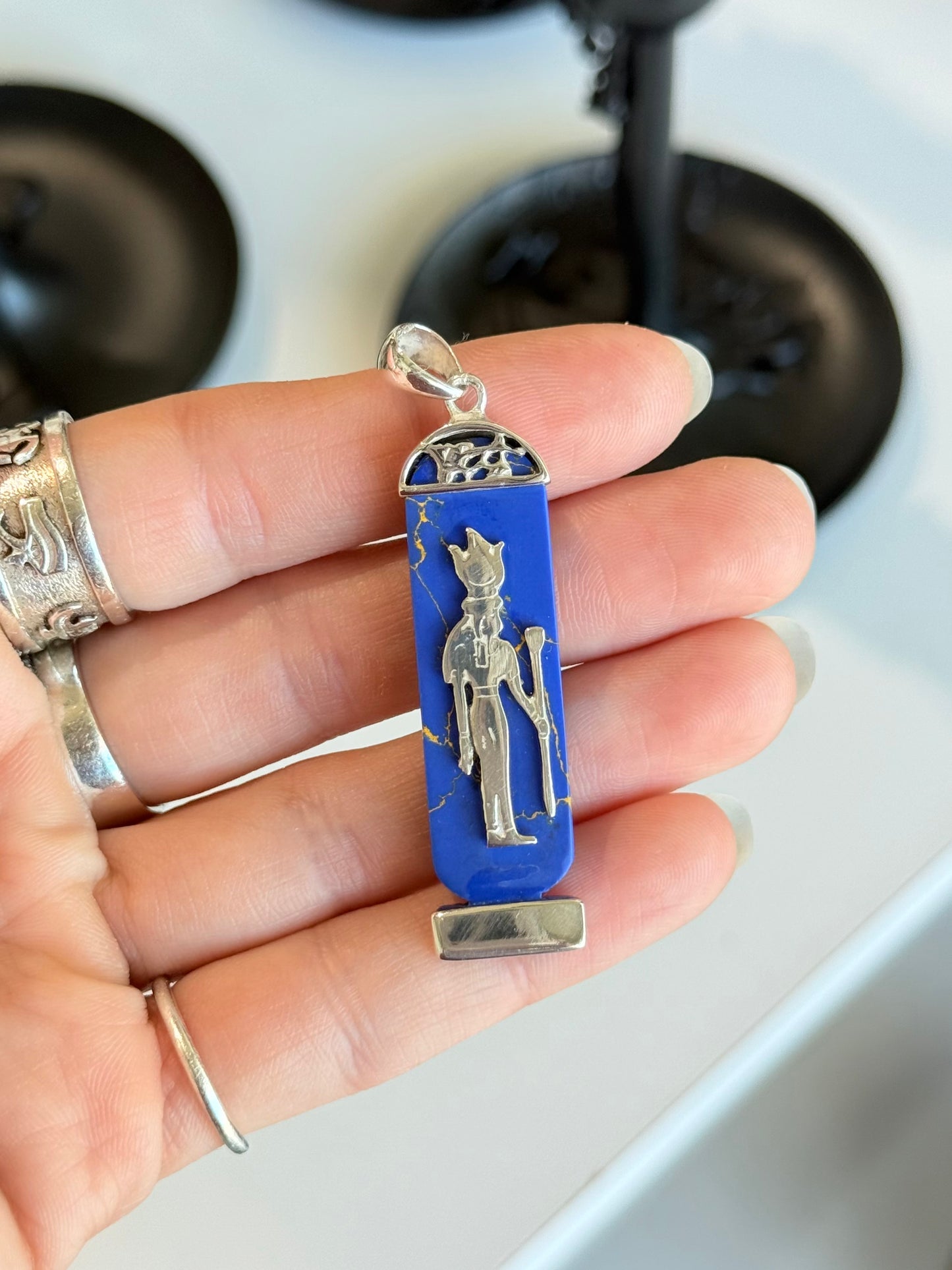 Lapis Lazuli Cabochon 4 elements and Isis on the Back