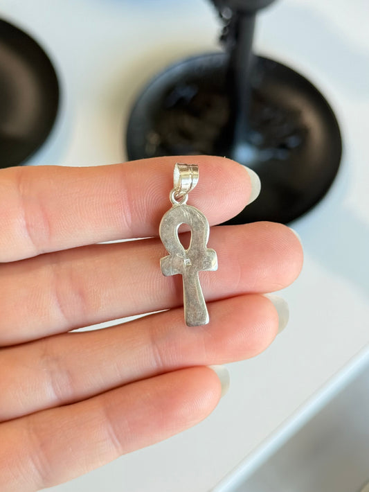 Ankh Pendant – Coral, Turquoise & Lapis Lazuli Paste