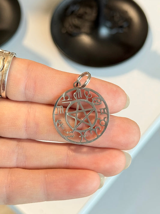Zodiac Pentacle Circle Pendant