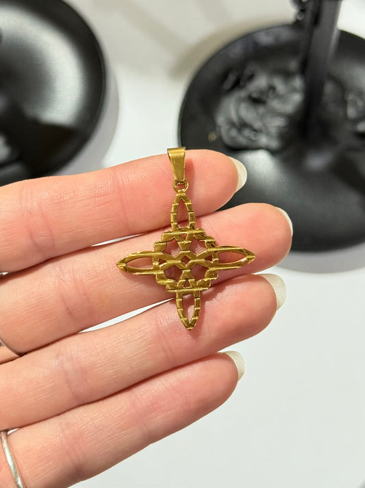 Witch’s Knot Protection Pendant – Gold Stainless Steel