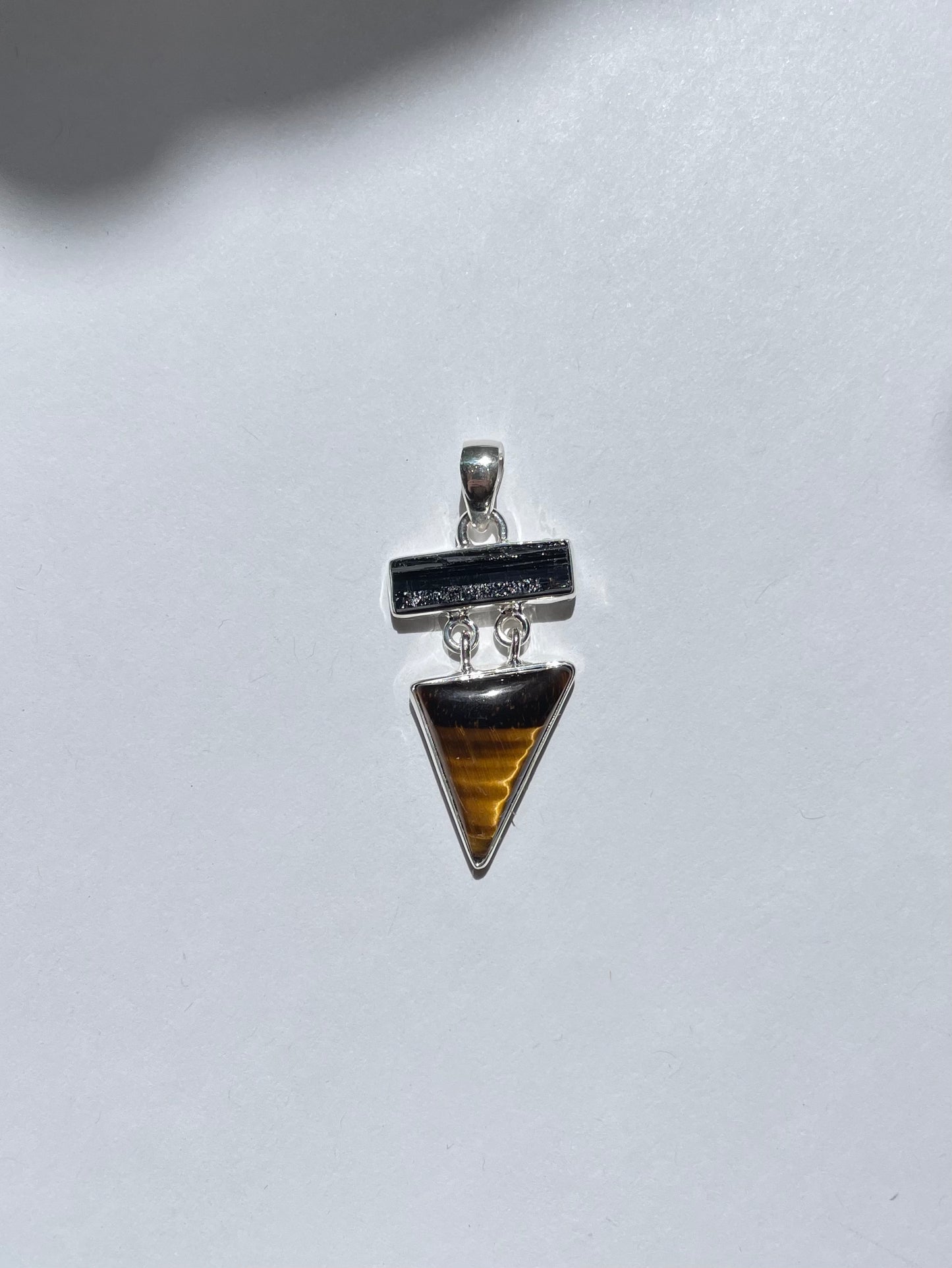 Black Tourmaline & Yellow Tiger Eye Pendant