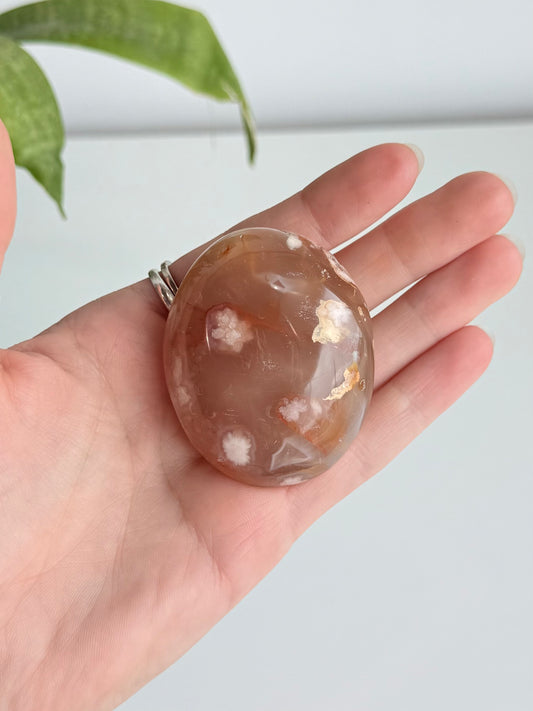 Flower Agate Palm Stone