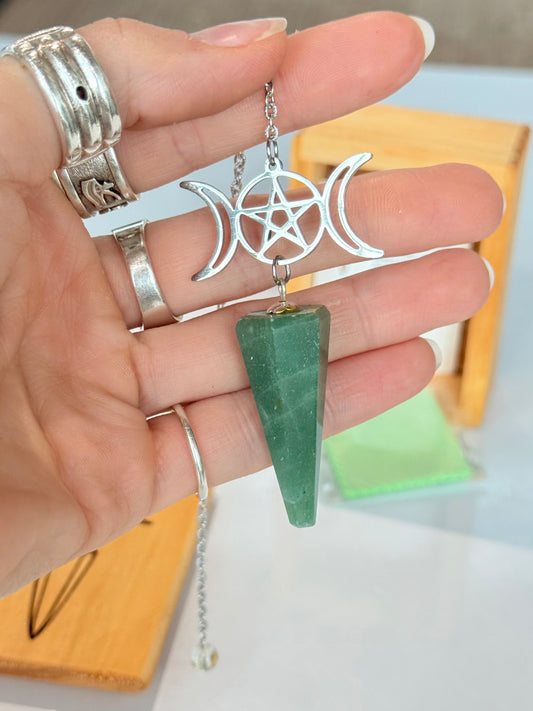 Green Aventurine Pendulum ( Wood Box Included )