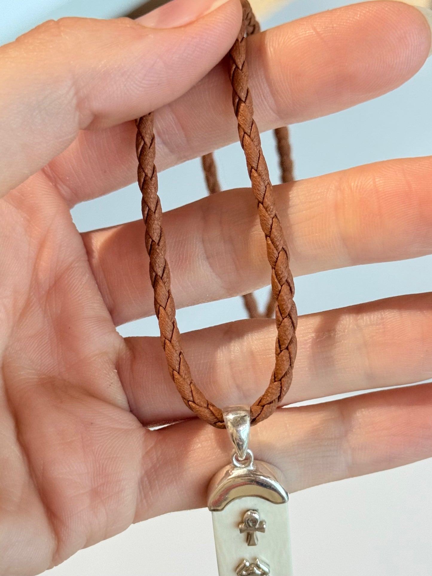 Ivory Cartouche with the 4 Elements and Anubis on the Back ( Silver 925 )