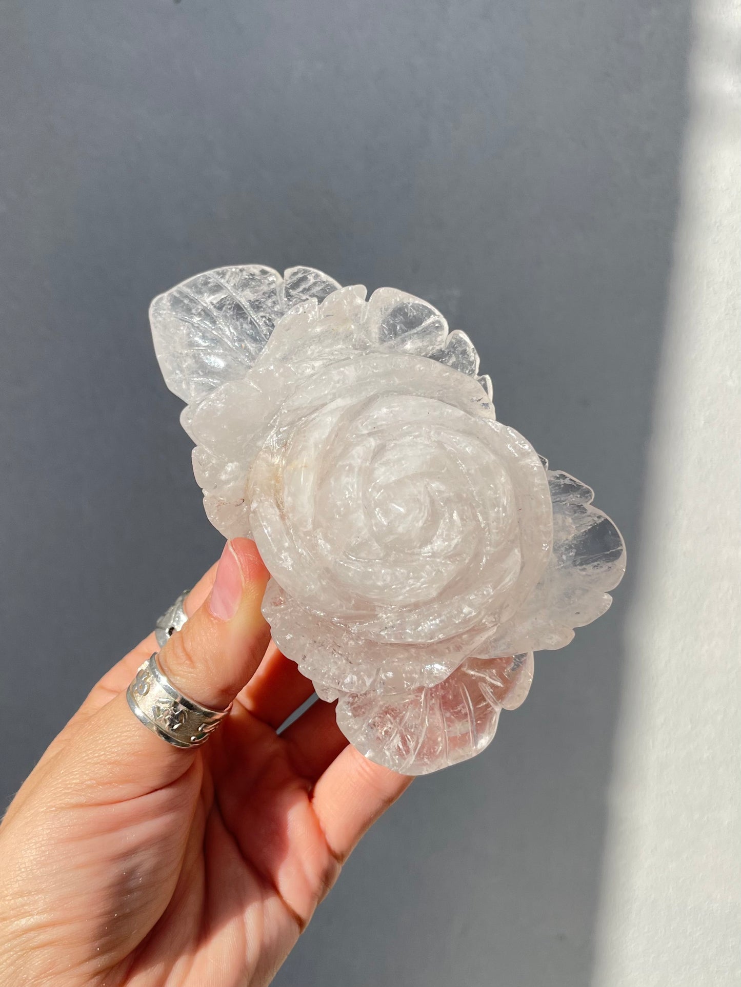 Clear Quartz Carved Flower