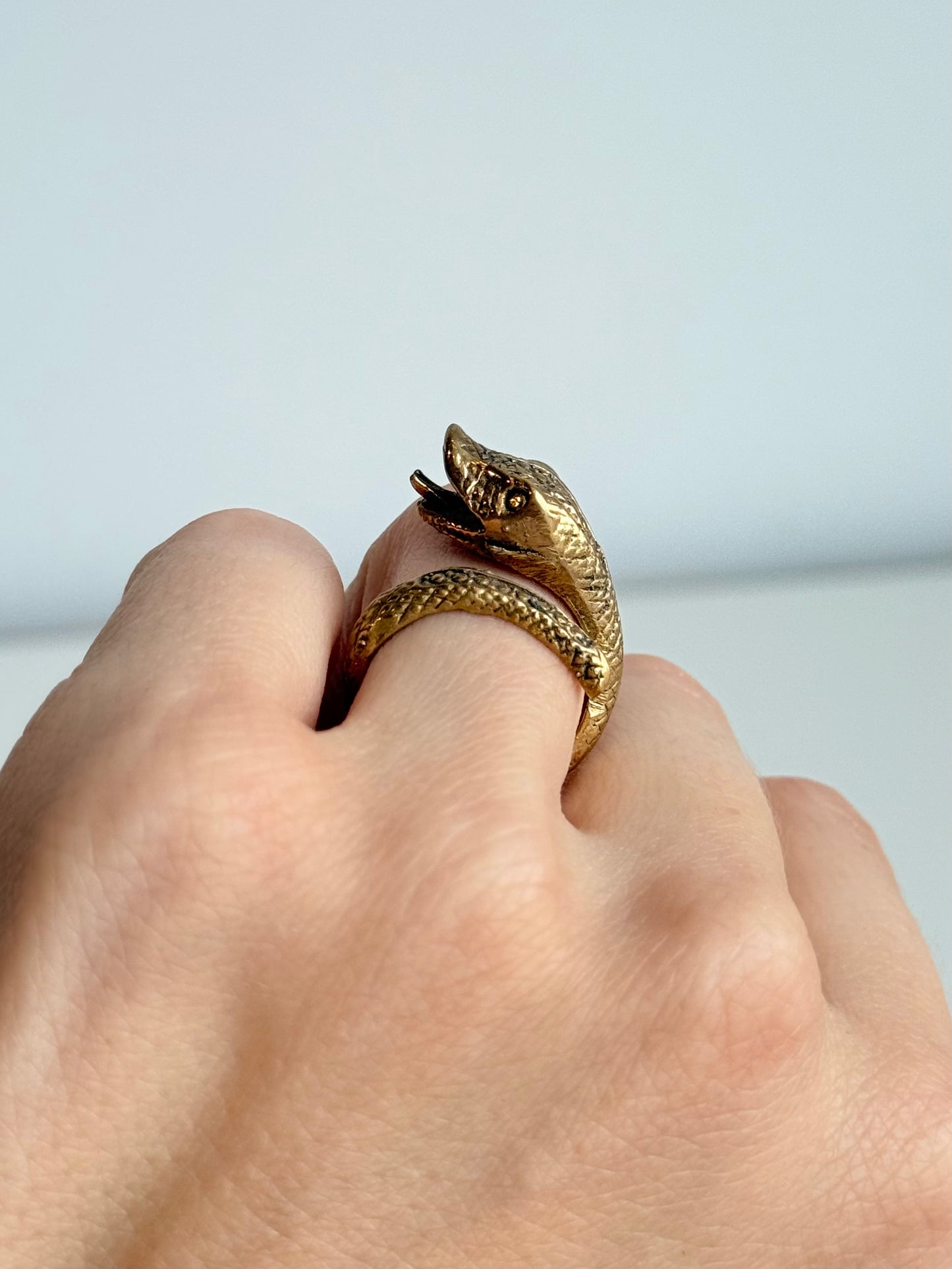Snake Adjustable Brass Ring – Best Fits Size 5 and Can Be Adjusted Larger