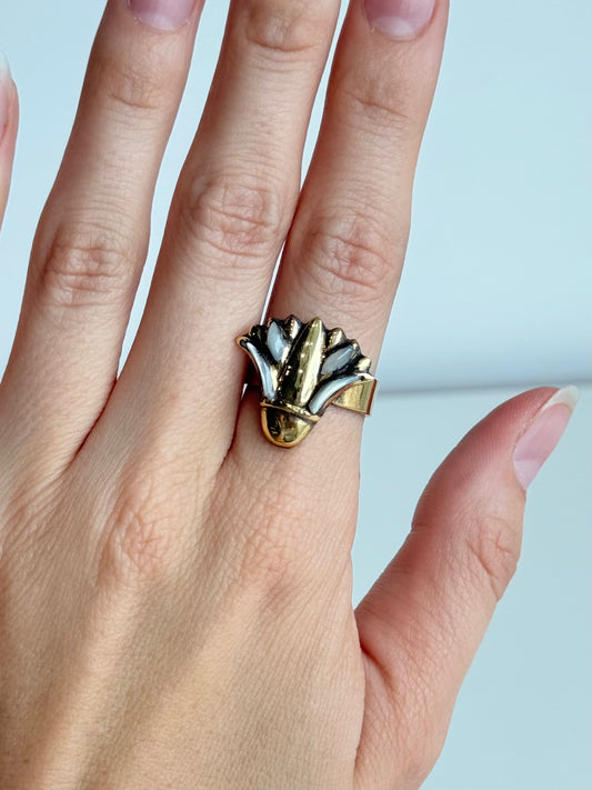 Egyptian Lotus Adjustable Brass Ring – Best Fits Size 8 and Can Be Adjusted Larger