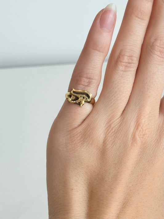 Eye of Horus Pinky Adjustable Brass Ring – Best Fits Size 4 and Can Be Adjusted Larger