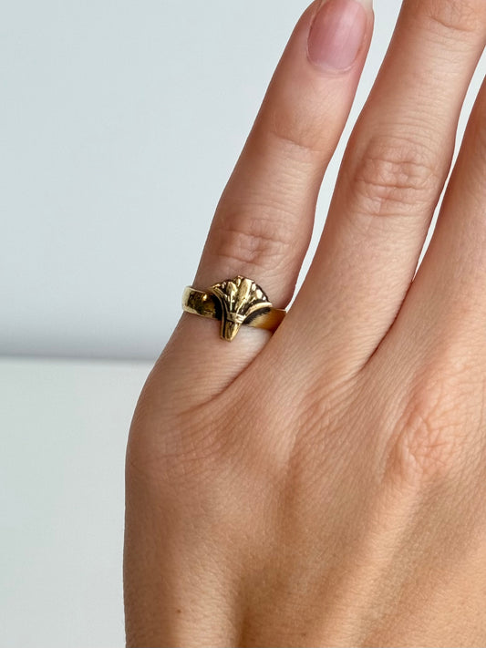 Lotus Pinky Adjustable Brass Ring – Best Fits Size 4 and Can Be Adjusted Larger