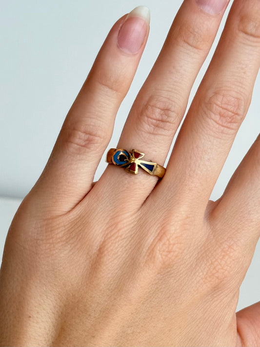 Color Ankh Adjustable Brass Ring – Best Fits Size 6 and Can Be Adjusted Larger