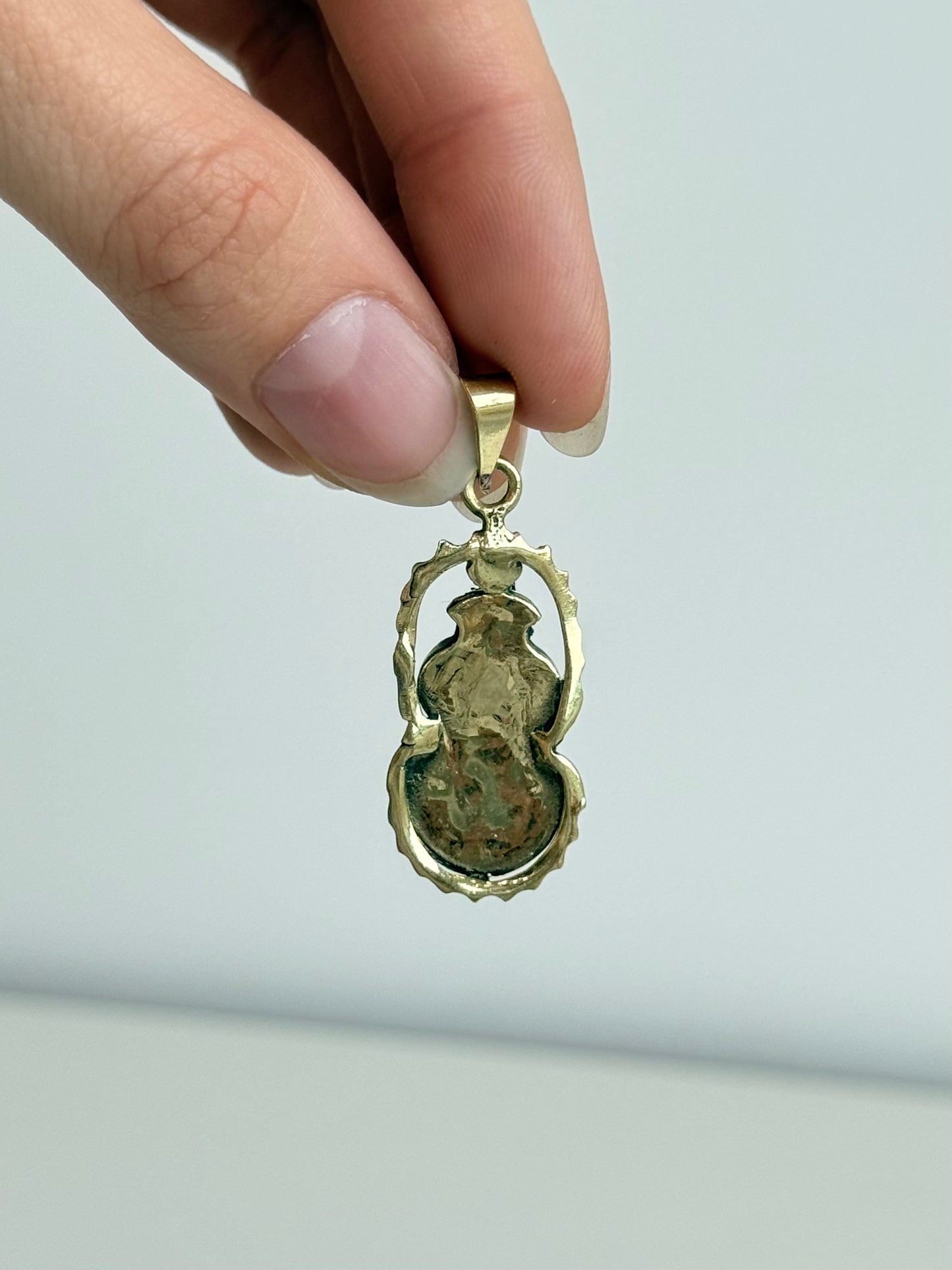 Turquoise Scarab Pendant – Brass