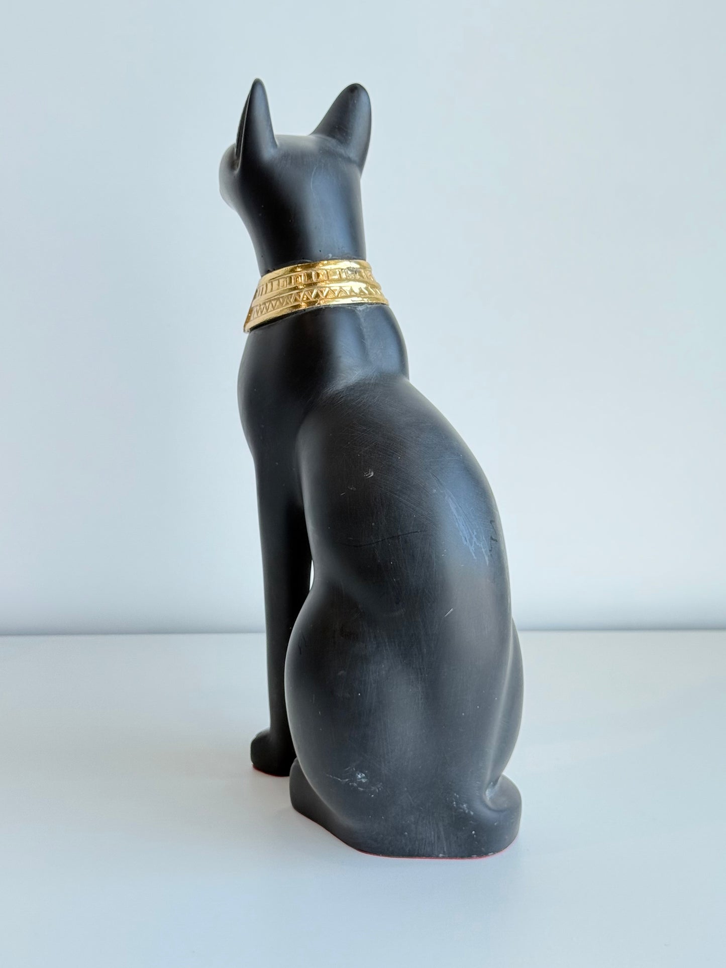 Bastet Statue – Gypsum with Basalt & Gold Tones