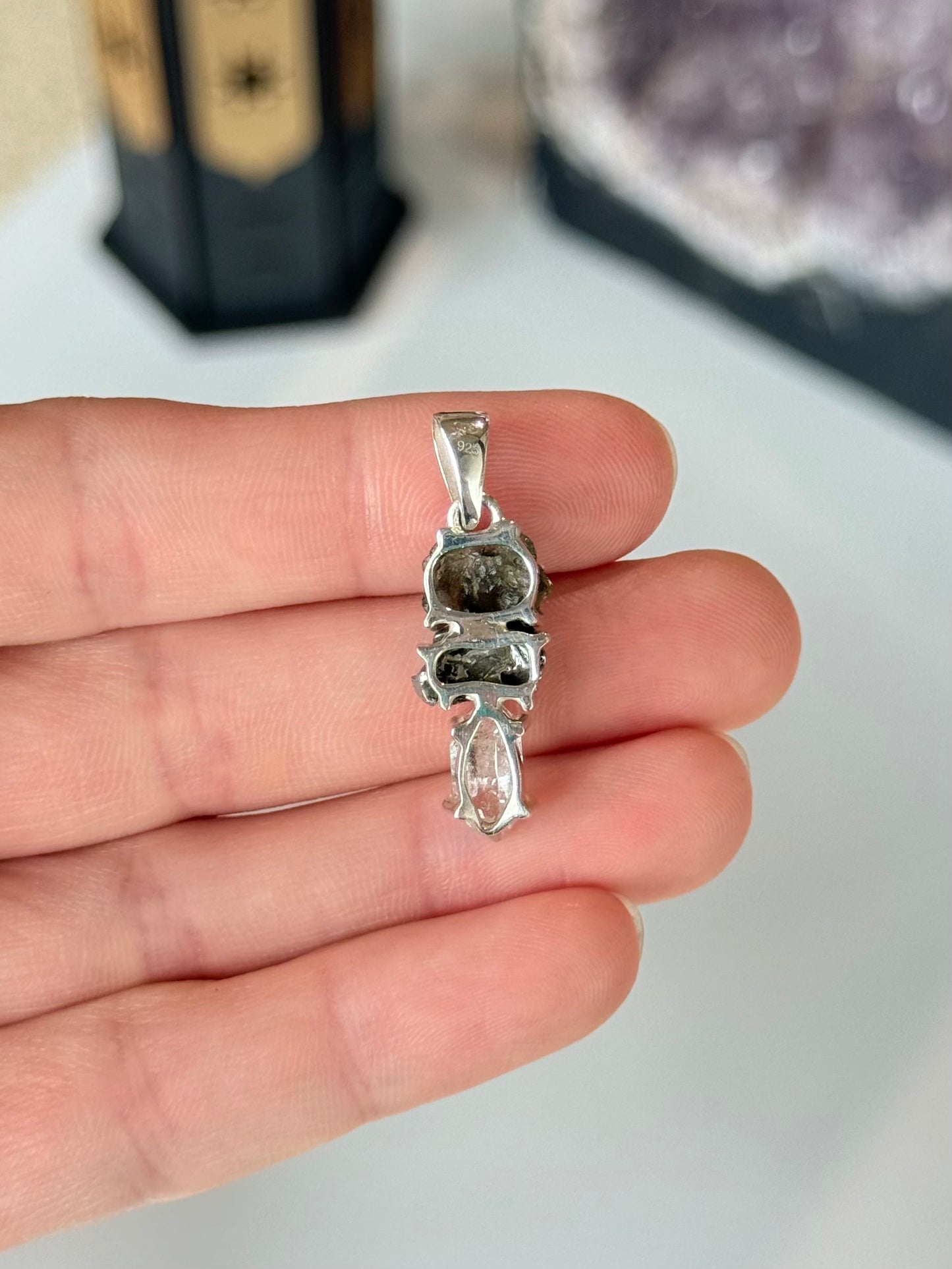 Moldavite, Campo del Cielo & Herkimer Diamond Trilogy Pendant