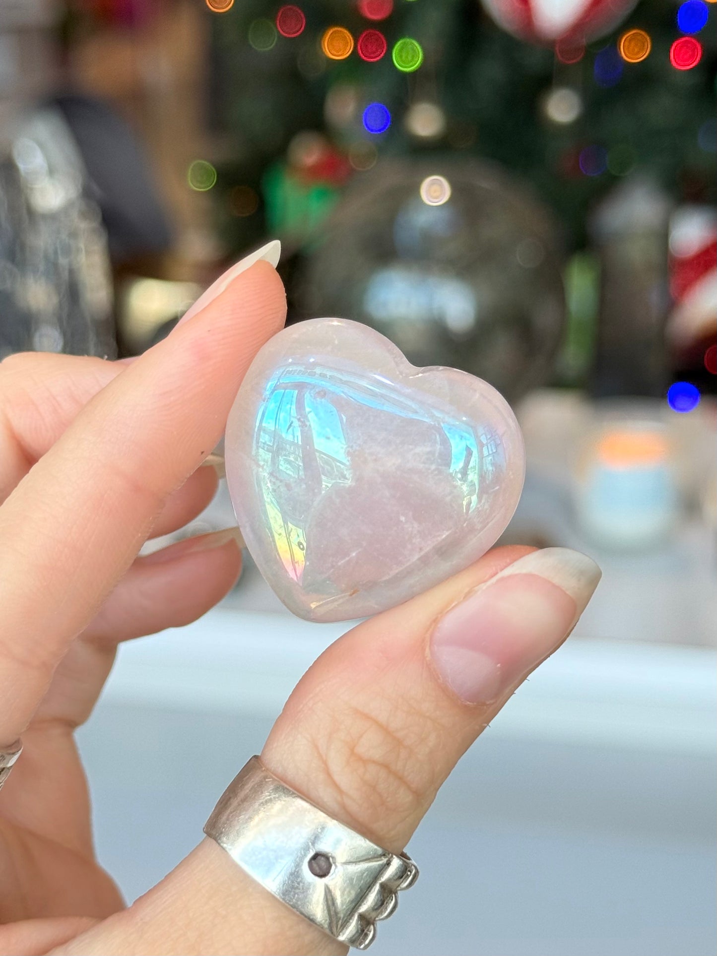 Rose Quartz ( Anger Aura ) Heart