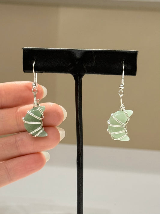 Green Aventurine Moon Earrings