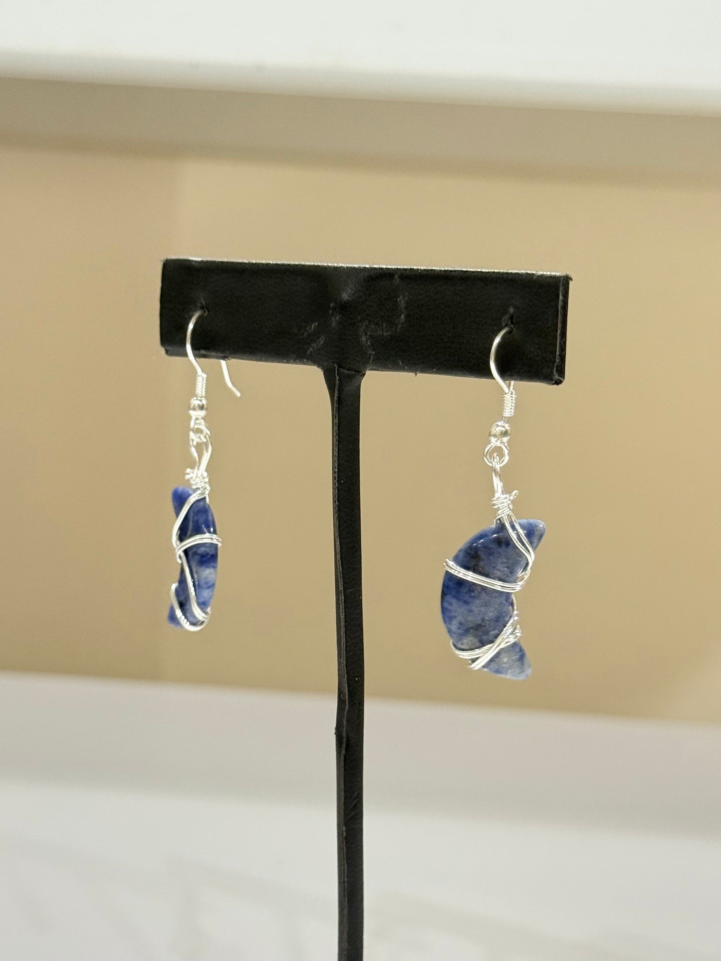 Sodalite Moon Earrings