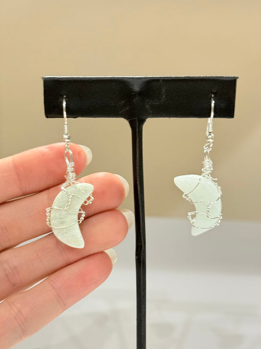 Amazonite Moon Earring