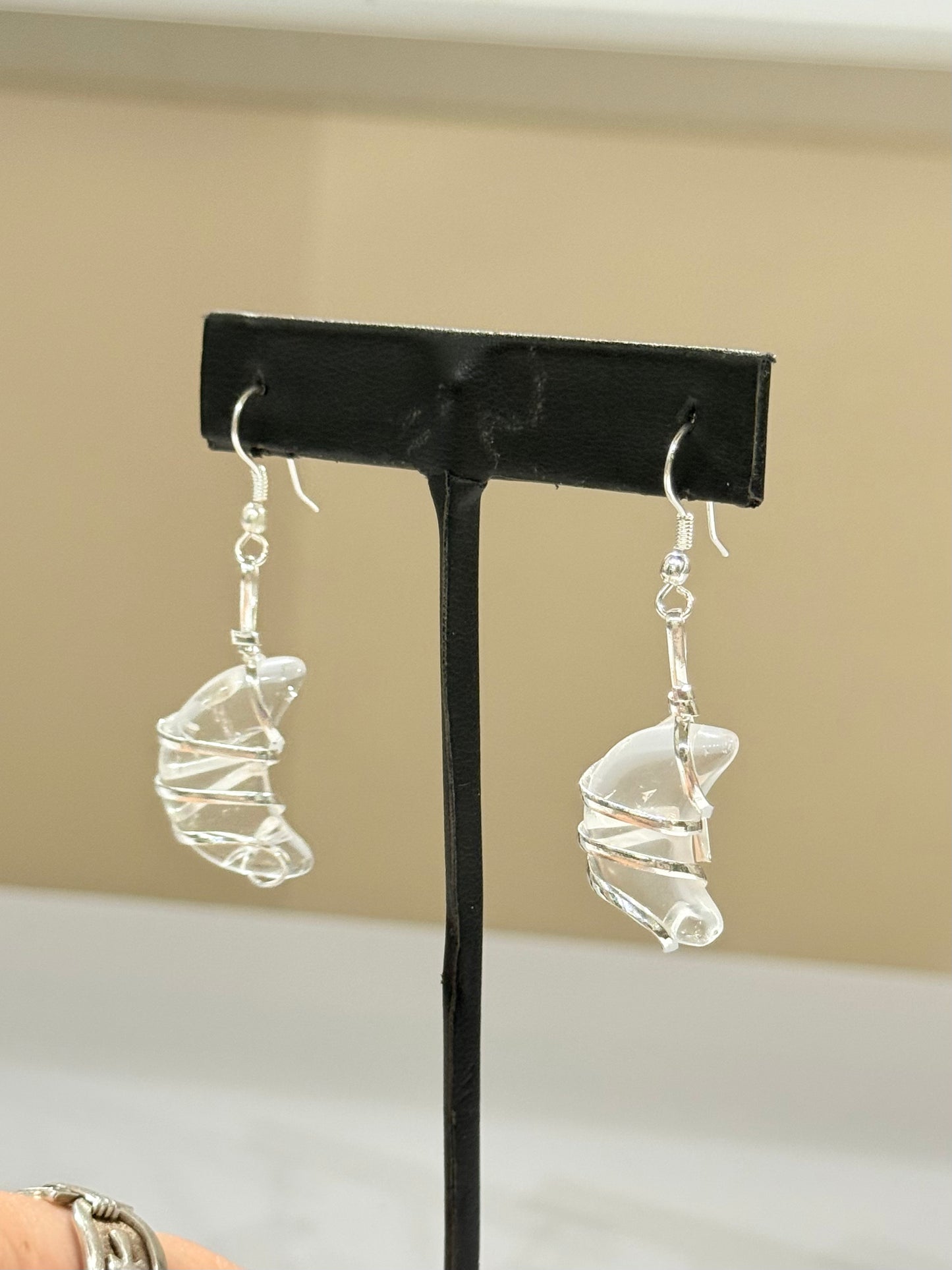 Clear Quartz Moon Earrings