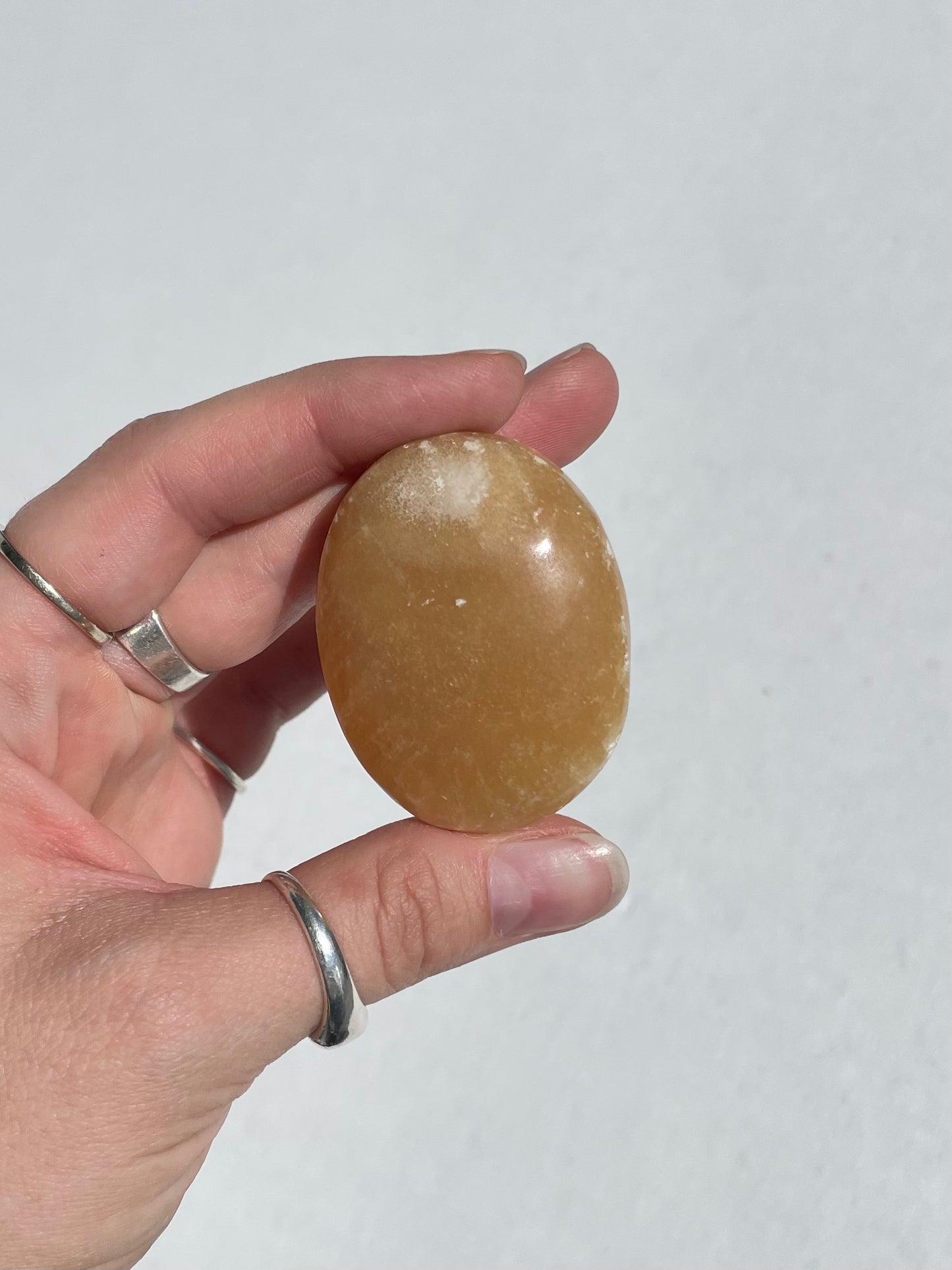 Yellow Calcite Palm Stone