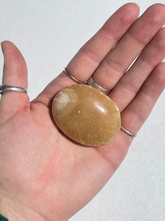 Yellow Calcite Palm Stone