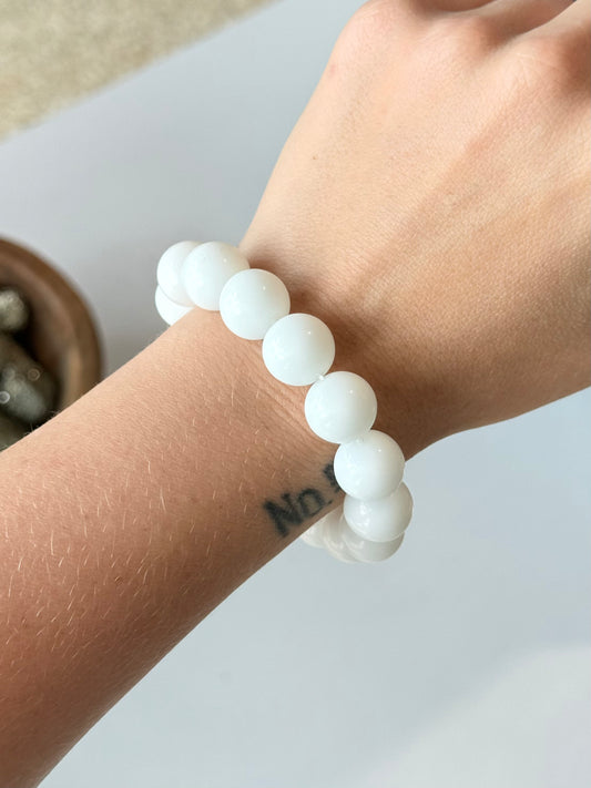 White Jade -11mm Bracelet