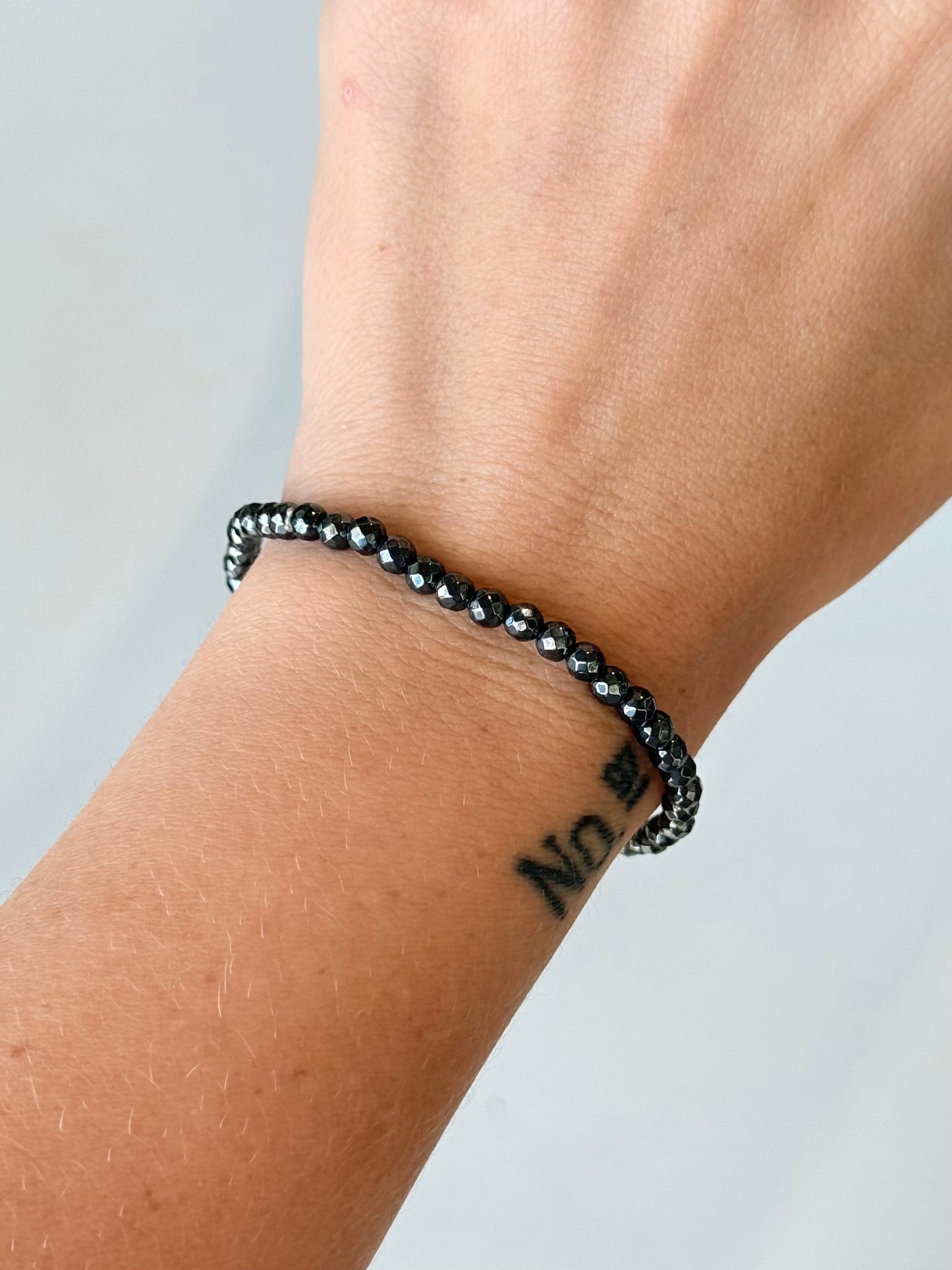 Faceted Hematite - 4mm Bracelet