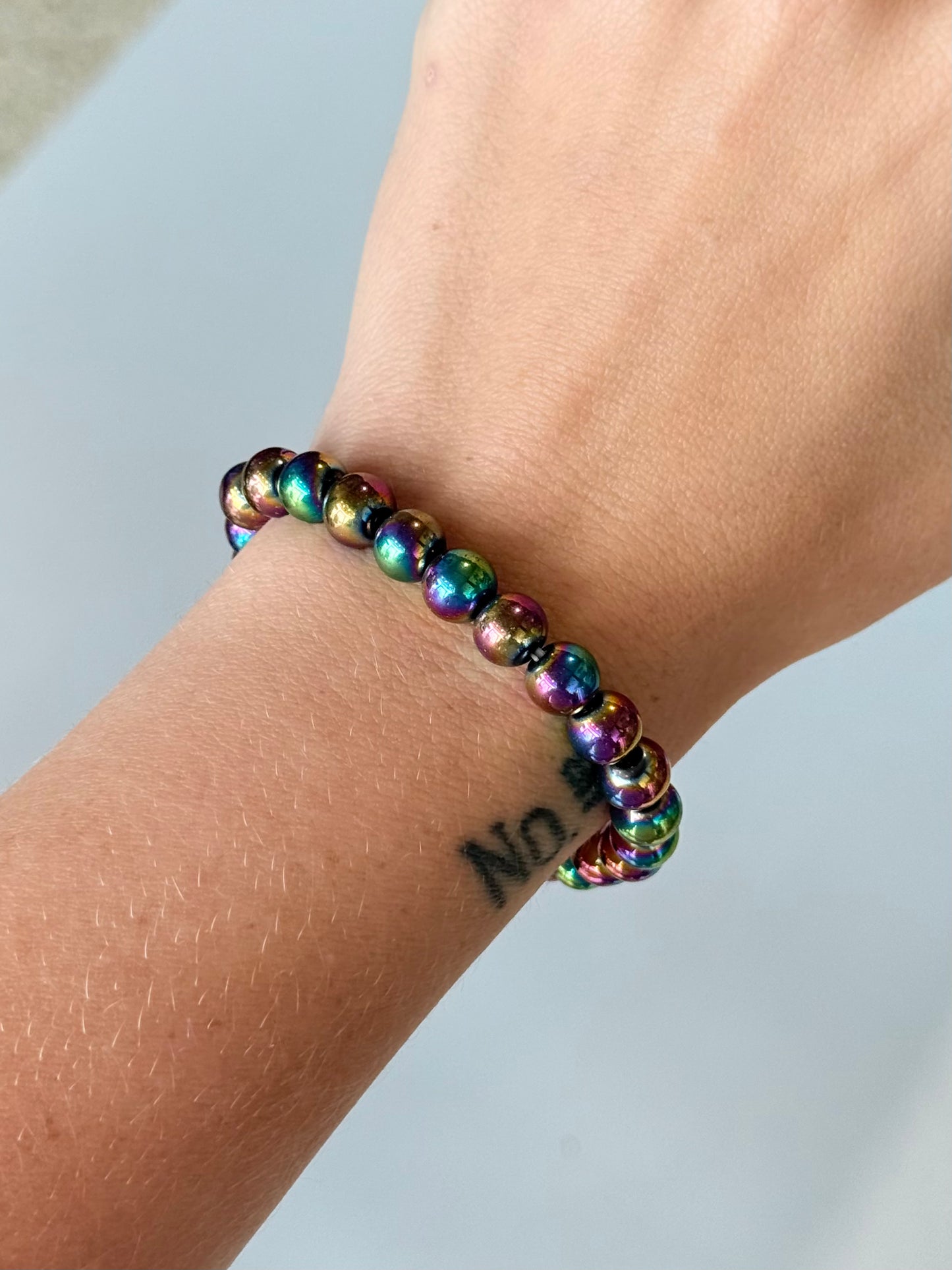 Hematite with Titanium Alloy - 8mm Bracelet