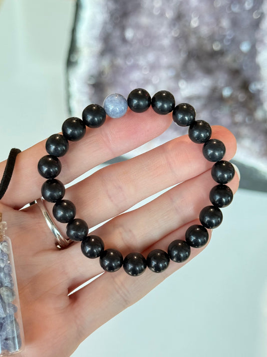 Tanzanite Necklace & Shungite | Shungite Bracelet - Set