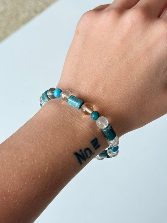 Blue Apatite & Clear Quartz - Bracelet