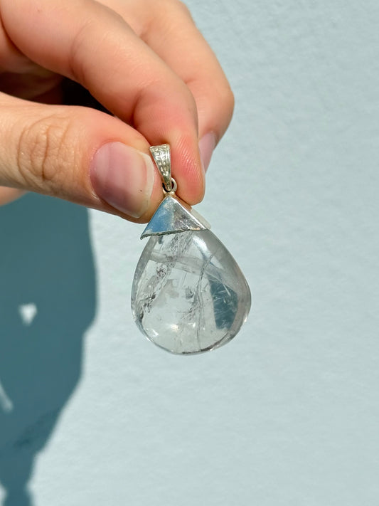 Colgante de cuarzo cristal en forma de gota | Clear Quartz Teardrop Pendant